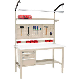 Global Industrial™ 72"W x 30"D Production Workbench - ESD Safety Edge Complete Bench - Tan
