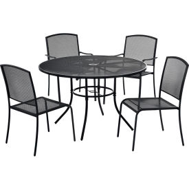 Global Industrial™ Mesh Caf Table and Chair Set 36"" Round 4 Armchairs Black