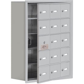 Salsbury 5-Tier 15 Door Cell Locker w/ Recessed Keyed Locks 24""W x 8-3/4""D x 31""H Gray Assembled