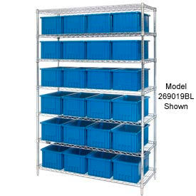 Global Industrial™ Chrome Wire Shelving With 36 3""H Grid Container Blue 60x24x63