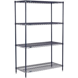 Nexel® 4 Shelf Nexelon® Blue Wire Shelving Unit Starter 60""W x 18""D x 54""H