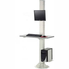 Global Industrial™ 81""H Stationary Floor Mount Orbit Computer Station with VESA Mount Beige