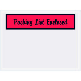 Panel Face Envelopes  ""Packing List Enclosed"" Print Side Opening 6""L x 4-1/2""W Red 1000/Pack