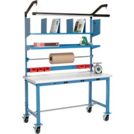 Global Industrial™ Mobile Packing Workbench W/Riser & Power Laminate Safety Edge 60""W x 30""D