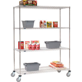Nexel® 4 Shelf Truck Stainless Steel 60""W x 18""D x 69""H Polyurethane Swivel Casters