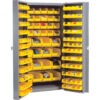 Global Industrial™ Bin Cabinet Deep Door - 144 Yellow Bins 16 Ga. Unassembled Cabinet 38x24x72