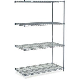 Nexel® 4 Shelf Nexelon® Blue Wire Shelving Unit Add On 24""W x 24""D x 74""H