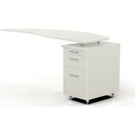 Safco® Medina 63""W Left Curved Desk Return With Pencil-Box-File Pedestal Sea Salt