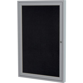 Ghent Enclosed Bulletin Board 1 Door 36""W x 36""H Black Recycled Rubber/Silver Frame