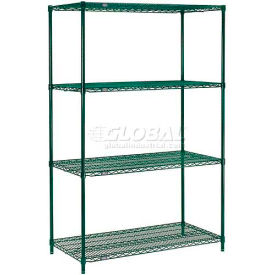 Nexel® 4 Shelf Poly-Green® Wire Shelving Unit Starter 24""W x 24""D x 63""H