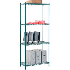 Nexel® 4 Shelf Poly-Green® Wire Shelving Unit Starter 36""W x 12""D x 86""H