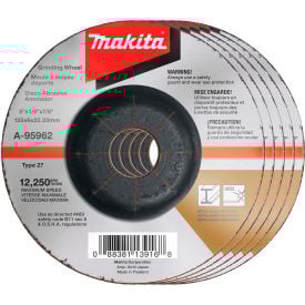 Makita® INOX Grinding Wheel 36 Grit Type 27 5"" Dia x 1/4""T x 7/8"" Cntr Hole Dia 25/Pk