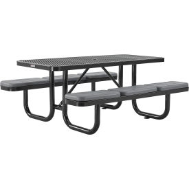 Global Industrial™ 6' Rectangular Picnic Table w/ Seat Cushions Expanded Metal Black