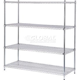 Nexel® 4 Shelf Poly-Z-Brite® Quick Adjust Wire Shelving Unit Starter 48""W x 18""D x 74""H