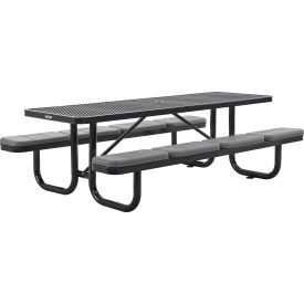 Global Industrial™ 8' Rectangular Picnic Table w/ Seat Cushions Expanded Metal Black