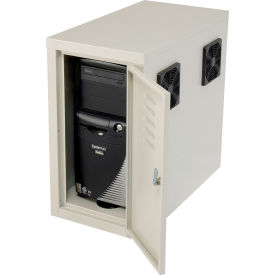 Global Industrial™ Orbit CPU Computer Enclosure Cabinet Front/Rear Doors 2 Exhaust Fans Beige