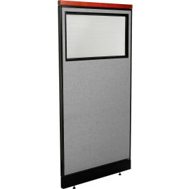 Interion® Deluxe Office Partition Panel w/Partial Window & Raceway 36-1/4""W x 101-1/2""H Gray