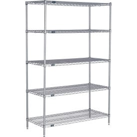 Nexel® 5 Shelf Nexelate® Silver Epoxy Wire Shelving Unit Starter 24""W x 21""D x 74""H