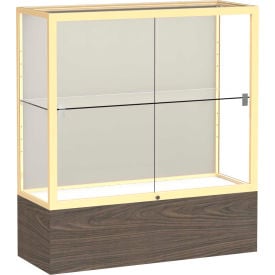 Reliant Counter Case Plaque Back Champagne Gold Frame Walnut Vinyl Base 36""L x 40""H x 14""D