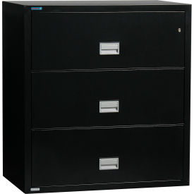 Phoenix Safe 3 Drawer Lateral File Cabinet Letter & Legal Size 44""W x 23-5/8""D x 41-3/4""H Black