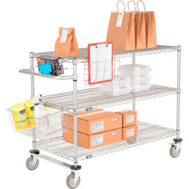 Nexelate® Curbside Cart w/3 Wire Shelves & Polyurethane Casters 48""L x 24""W x 40""H