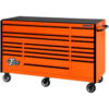 Extreme Tools RX 19 Drawer Roller Cabinet 55""W x 25""D x H""46 Orange w/Black Handles & Trim
