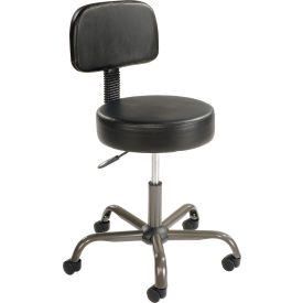Interion® Antimicrobial Vinyl Medical Stool with Backrest Black