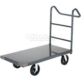 Global Industrial™ Steel Deck Truck 48x24 2400 Lb. Cap. 8"" Rubber Casters - Ergo Handle