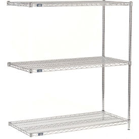 Nexel® 3 Shelf Chrome Wire Shelving Unit Add On 36""W x 30""D x 34""H