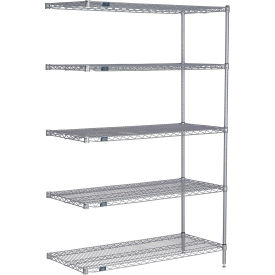 Nexel® 5 Shelf Nexelate® Silver Epoxy Wire Shelving Unit Add On 42""W x 24""D x 74""H