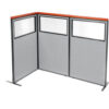 Interion® Deluxe Freestanding 3-Panel Corner Divider w/Partial Window 36-1/4""W x 61-1/2""H Gray
