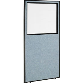 Interion® Office Partition Panel With Partial Window 36-1/4""W x 96""H Blue