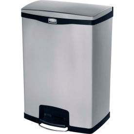 Rubbermaid® Slim Jim® 1901999 Stainless Steel Step On Can Front Step 24 Gallon - Black