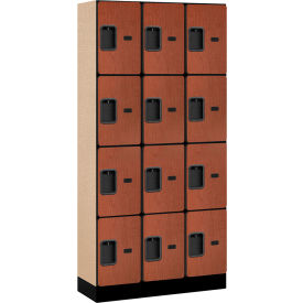 Salsbury 4-Tier 12 Door Designer Wood Locker 36""W x 15""D x 76""H Cherry Partially Assembled