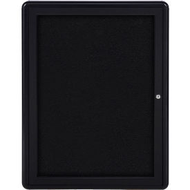 Ghent Ovation Enclosed Bulletin Board 1 Door 24""W x 34""H Black Fabric/Black Frame