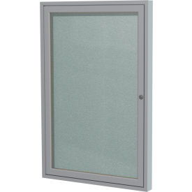 Ghent Enclosed Bulletin Board Outdoor 1 Door 30""W x 36""H Silver Vinyl/Silver Frame
