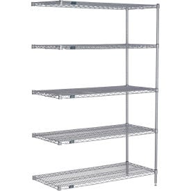 Nexel® 5 Shelf Nexelate® Silver Epoxy Wire Shelving Unit Add On 72""W x 24""D x 63""H