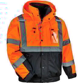 Ergodyne® GloWear® 8381 Hi-Vis 4-in-1 Winter Bomber Jacket Medium Orange