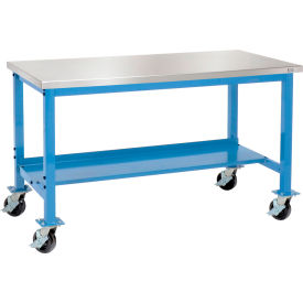 Global Industrial™ Mobile Lab Workbench w/ Stainless Steel Square Edge Top 60""W x 30""D Blue