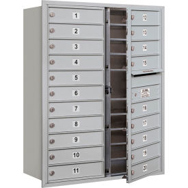 4C Horizontal Mailbox 41""H Double Column 20 MB1 Doors Front Load Aluminum USPS