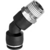 Push to Connect Tube Fitting - Nylon Plastic - 45 Degree Elbow Adapter - 1/4"" Tube x 1/8"" NPT Male