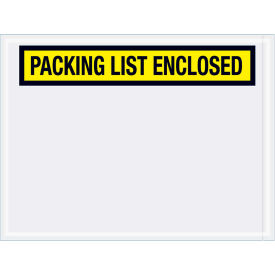 Panel Face Envelopes ""Packing List Enclosed"" Print 6""L x 4-1/2""W Yellow 1000/Pack