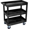 Luxor Plastic Utility Cart w/3 Tray Shelves 500 lb. Capacity 35-1/4""L x 18""W x 37-1/4""H Black