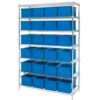 Global Industrial™ Chrome Wire Shelving With 24 8""H Grid Container Blue 48x18x74