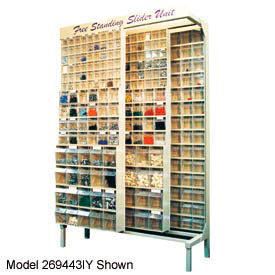 Quantum Gondola QS-304-28 Free Standing Slider System With 28 Bins Gray