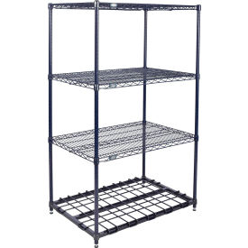 Nexel® 4 Shelf Nexelon® Blue Wire Shelving Unit Starter 1 HD Shelf 24""W x 18""D x 63""H