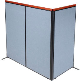 Interion® Deluxe Freestanding 3-Panel Corner Room Divider 36-1/4""W x 73-1/2""H Panels Blue