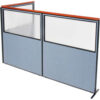 Interion® Deluxe Freestanding 3-Panel Corner Divider w/Partial Window 60-1/4""W x 73-1/2""H Blue