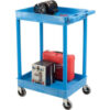 Luxor® BUSTC11BU Blue 2 Shelf Tray Shelf Plastic Cart 24 x 18
