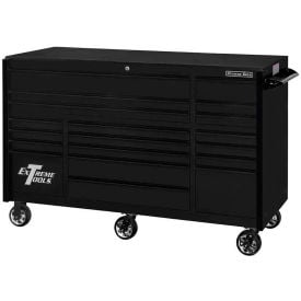 Extreme Tools RX 19 Drawer Roller Cabinet 55""W x 25""D x H""46 Matte Black w/Black Handles